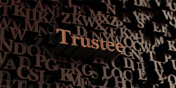 a 3d graphic with the main word being trustee