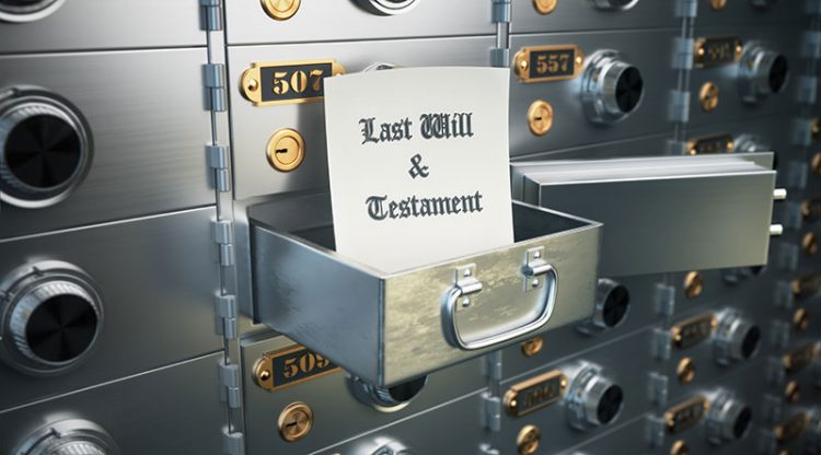 Last Will and Testament inside a safety deposit box