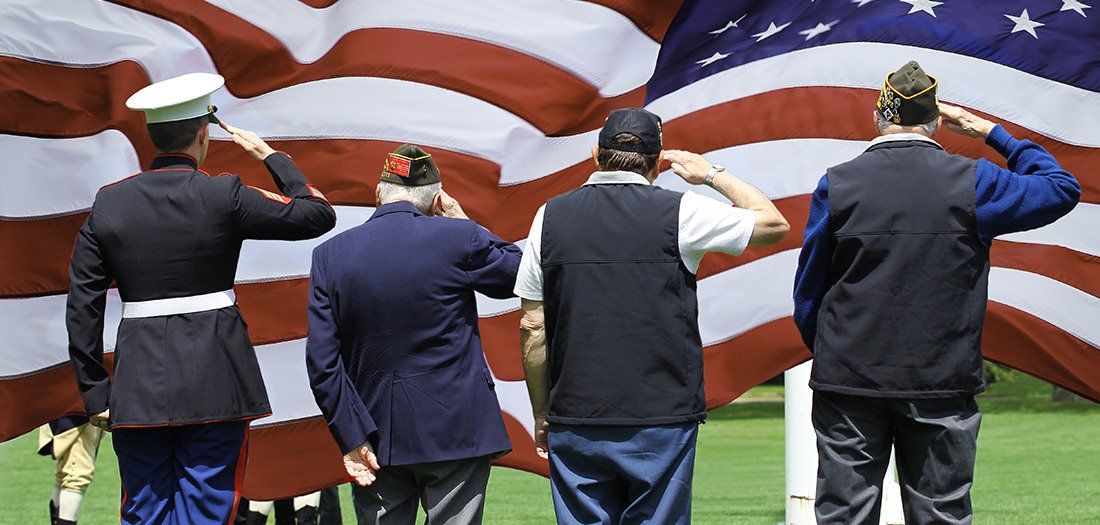 A generation of veterans saluting the flag