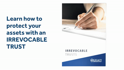 Booklet opening animation of our free requestable booklet 'Irrevocable Trusts'