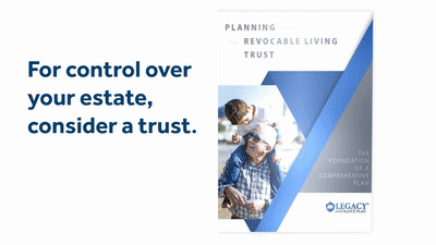 Booklet opening animation of our free requestable booklet 'Planning with a Revocable Living Trust'
