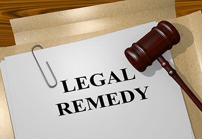 A folder titled 'Legal Remedy' with a gavel on top, emphasizing legal avenues for addressing elder care abuse and promoting guardianship reform.