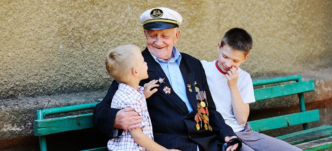 Veteran with his grandchildren