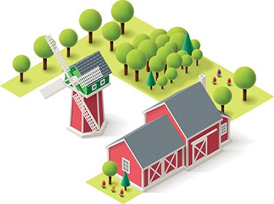 Animated graphic of a farm