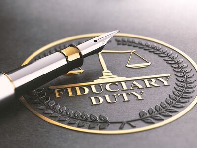 Fiduciary - Close up of a pen on top of a Fiduciary duty seal