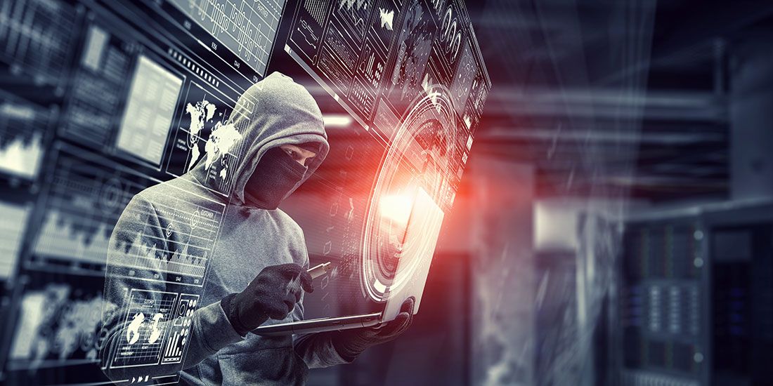 Hacker commiting identity theft