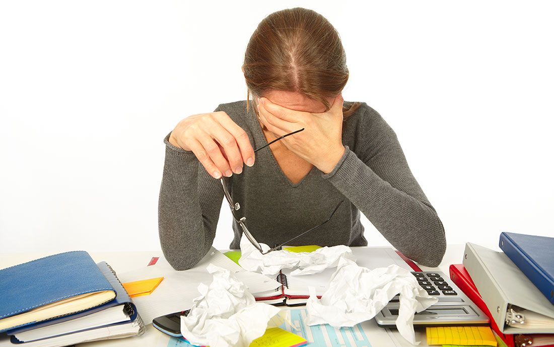 Woman visibly stressed over her current affairs