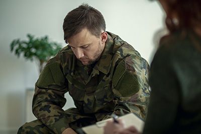 Soldier struggling with PTSD