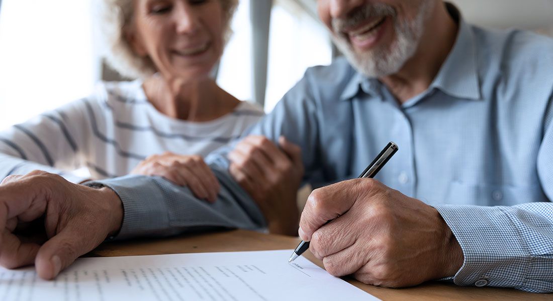 Senior couple working on a life estate deed