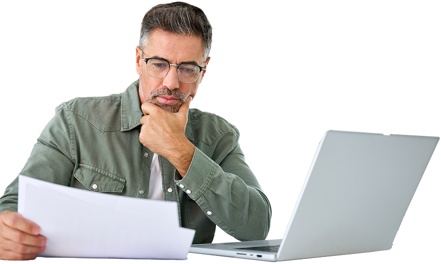 Man at computer looking into estate tax strategies
