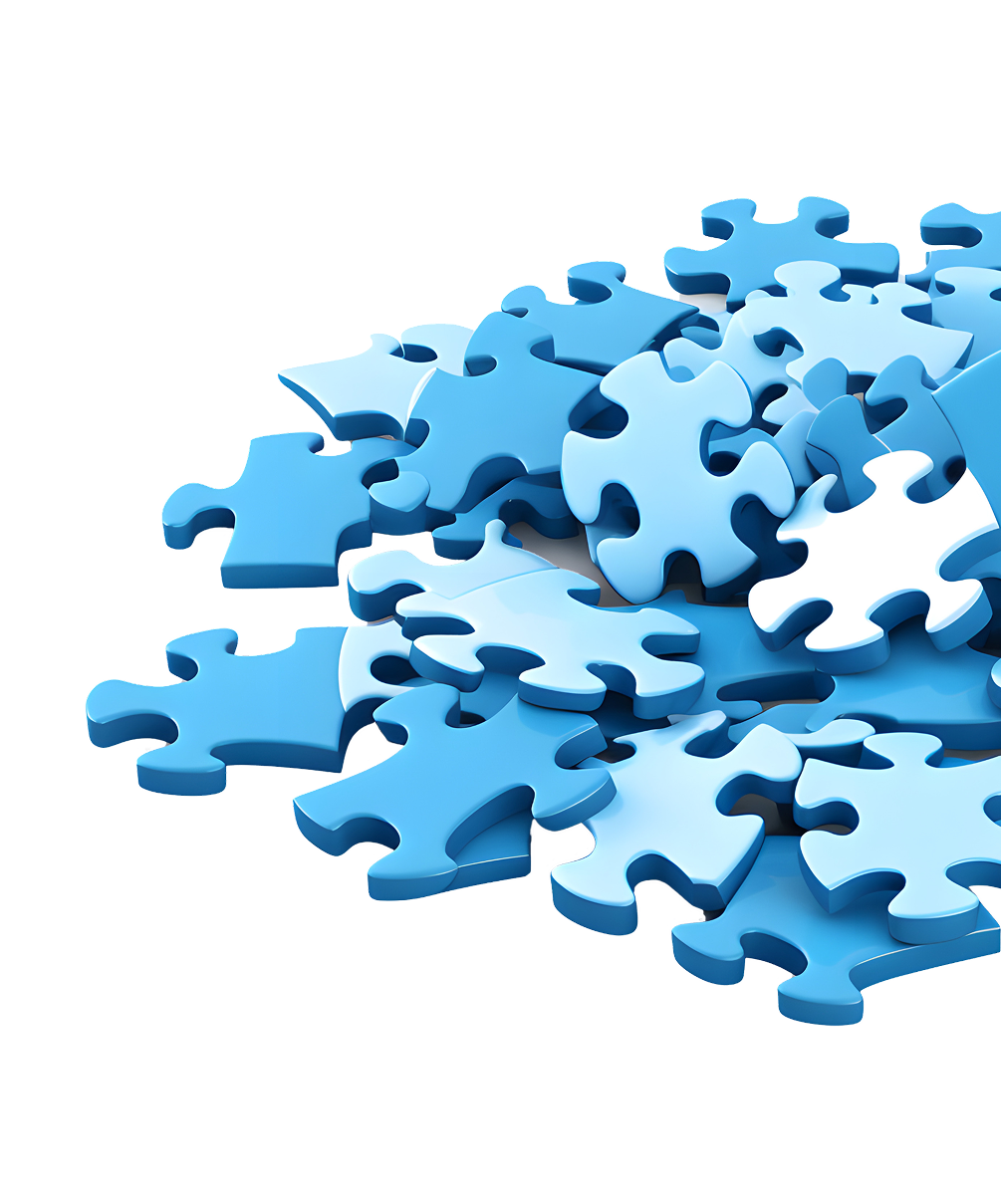 stack of blue puzzle pieces