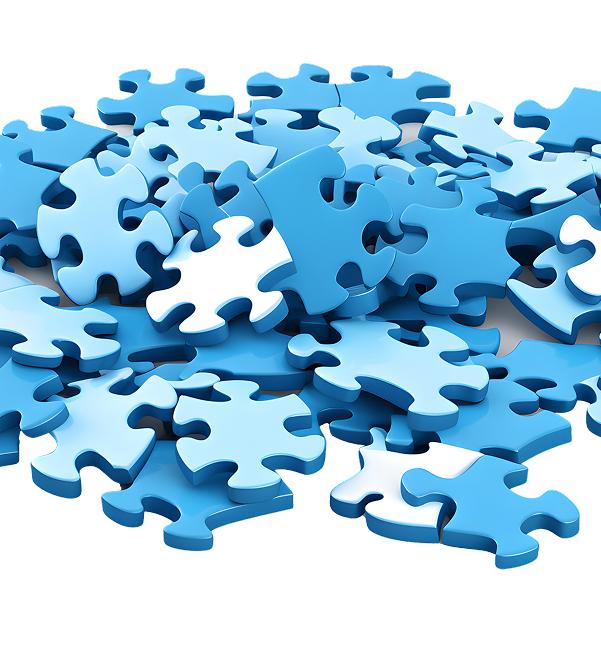 stack of blue puzzle pieces