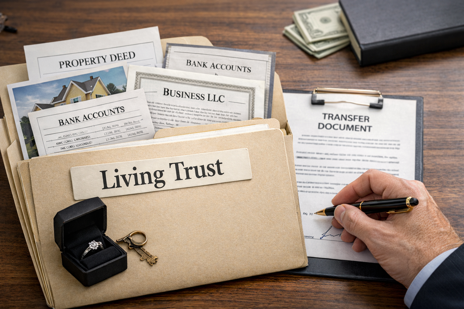 living trust assets and a transfer document