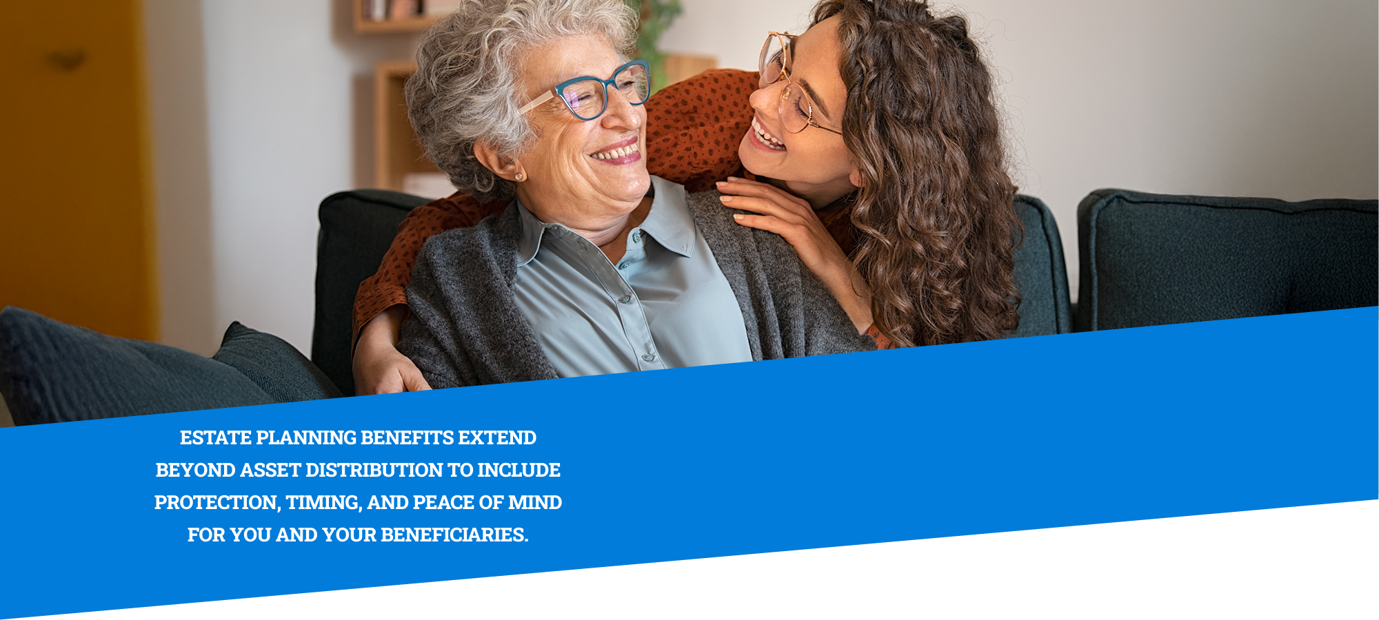 elderly woman and her adult daughter hugger her from behind